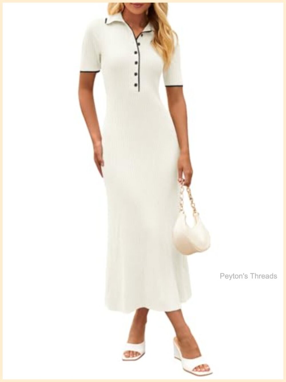 Women's Sweater Maxi Bodycon Dress Short Sleeve Button Front Business Work